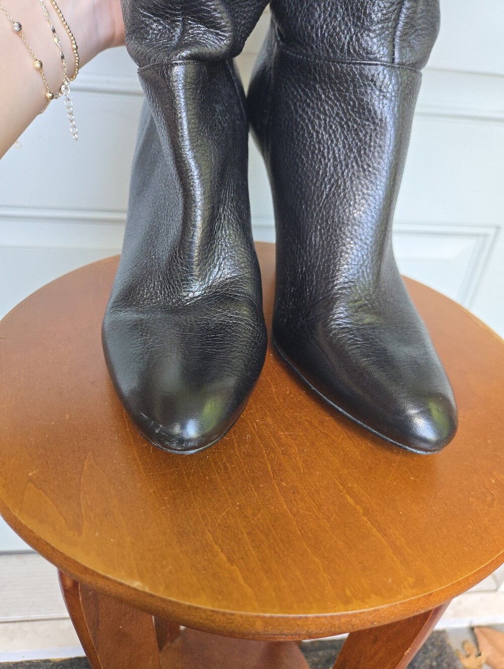 Calvin Klein Catrice Knee High Slouch Heeled Boots Black Leather - Picture 6 of 7
